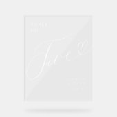 Elegant Script hart bruiloft tafel nummer vijf Acryl Bord (Voorkant)