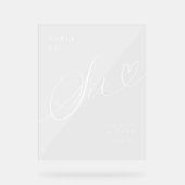 Elegant Script hart bruiloft tafel nummer zes Acryl Bord (Voorkant)