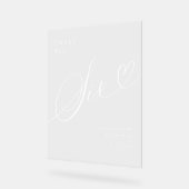 Elegant Script hart bruiloft tafel nummer zes Acryl Bord (Hoek)