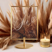 Elegant Script hart bruiloft tafel nummer zes Acryl Bord