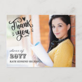 Elegant Script Hart Foto Afstudeer Dank je wel Briefkaart (Voorkant)