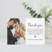 Elegant Script Hart Foto Bruiloft Dank u Kaart (Staand voorkant)