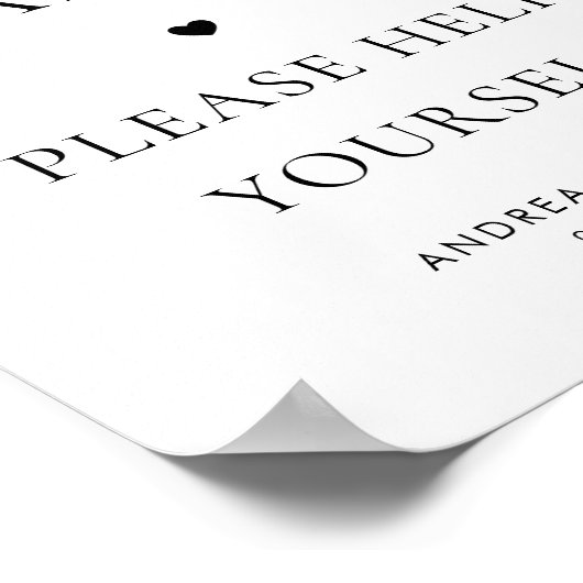 Elegant Script Hart Grazing Station Trouwbord Poster (Hoek)