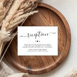 Elegant Script hart Monogram bruiloft receptie Informatiekaartje<br><div class="desc">Elegant Hand Lettered Script Eenvoudig Minimalistisch Eenvoudig Zwart-wit Bruiloft Receptie Kaart. Met een paar monogram,  tussen met een liefdeshart motief.</div>