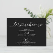 Elegant Script Hart | Rehearsal Dinner Kaart (Staand voorkant)