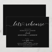 Elegant Script Hart | Rehearsal Dinner Kaart (Voorkant / Achterkant)