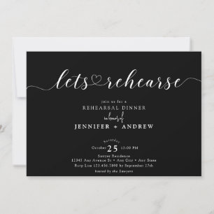 Elegant Script Hart   Rehearsal Dinner Kaart