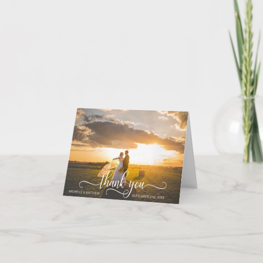 Elegant Script HARTELIJK DANK weddingkaart | FOTO Bedankkaart (Voorkant)