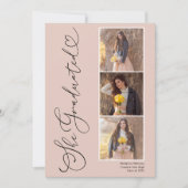 Elegant Script Heart 3 Foto Afstuderen Announceme Aankondiging (Voorkant)