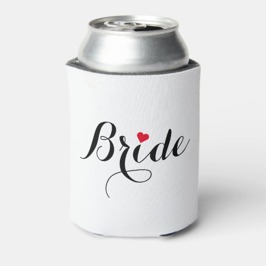Elegant Script Heart Bride Koelbox Hoesje Coozie (Blikje Achterkant)
