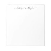 Elegant Script Heart Couple Name Wedding Pas getro Notitieblok (Voorkant)