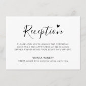 Elegant Script Heart Minimale bruiloft receptie Informatiekaartje (Voorkant)