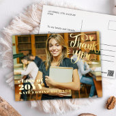 Elegant Script Heart Photo Afstuderen Hartelijk da Folie Feestdagen Briefkaart