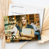 Elegant Script Heart Photo Afstuderen Hartelijk da Folie Feestdagen Briefkaart