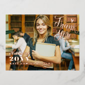 Elegant Script Heart Photo Afstuderen Hartelijk da Folie Feestdagen Briefkaart (Voorkant)