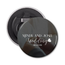 Elegant Script Heart Photo Button Flesopener