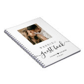Elegant Script Heart Photo Weddenschap Notitieboek (Rechterzijde)