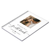 Elegant Script Heart Photo Weddenschap Notitieboek (Linkerzijde)