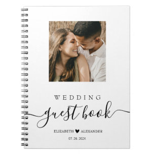 Elegant Script Heart Photo Weddenschap Notitieboek