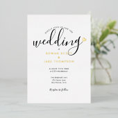 Elegant Script Heart Photo Wedding Folie Uitnodiging (Staand Voorkant)