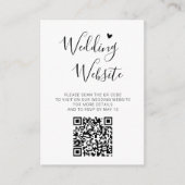 Elegant Script Heart QR Code Bruiloft Website RSVP Informatiekaartje (Voorkant)