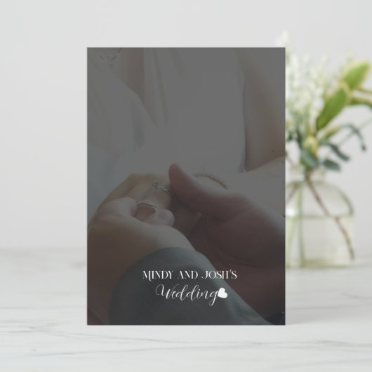 Elegant Script Heart Two Photo Kaart (Staand voorkant)