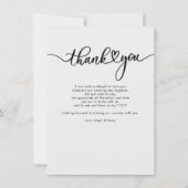 Elegant Script Heart Weddenschap Foto bedankt Notitiekaartje (Achterkant)