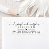 Elegant Script Heart Wedding Return Address Label (Insitu)