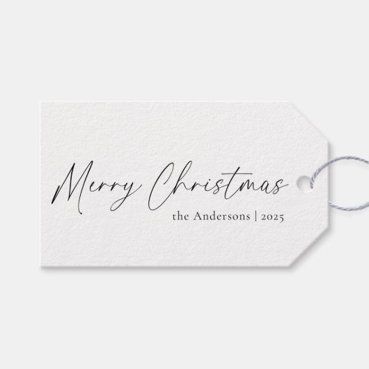 Elegant script Hedendaags Vrolijk Kerstfeest Cadeaulabel (Voorkant (Horizontaal))