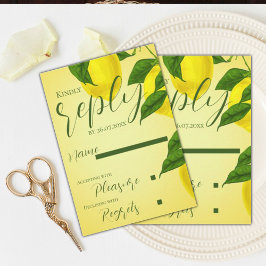 Elegant Script Helder Geel Citrus bruiloft RSVP Kaartje
