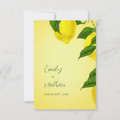 Elegant Script Helder Geel Citrus bruiloft RSVP Kaartje (Voorkant)
