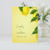 Elegant Script Helder Geel Citrus bruiloft RSVP Kaartje (Staand voorkant)