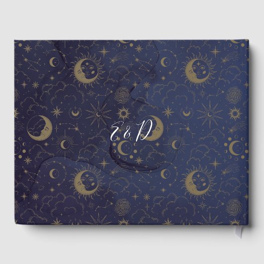 Elegant script hemelse mystieke bruiloft gastenboek (Achterkant)