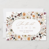 Elegant Script Herfst Wildflowers QR Code Wedding Save The Date (Voorkant)