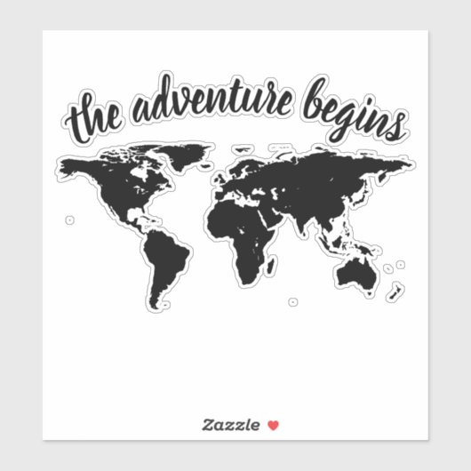 Elegant Script het avontuur begint Wereldkaart Sticker (Vel)
