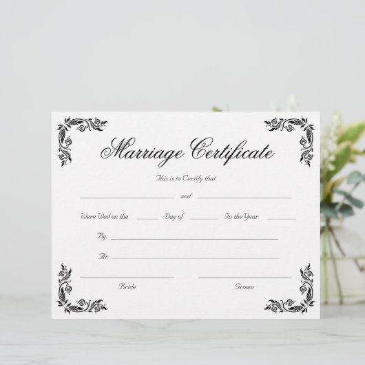 Elegant Script  Hoek Huwelijkscertificaat (Staand voorkant)