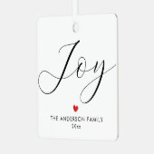 Elegant script Holiday Joy Family Foto Kerstmis Metalen Ornament (Voorkant links)