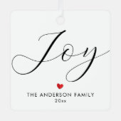 Elegant script Holiday Joy Family Foto Kerstmis Metalen Ornament (Voorkant)
