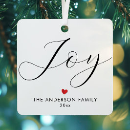 Elegant script Holiday Joy Family Foto Kerstmis Metalen Ornament
