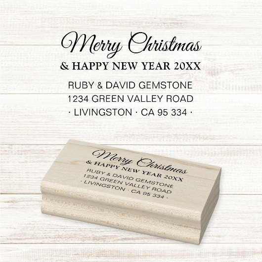 Elegant Script Holiday Return Address  Rubberstempel