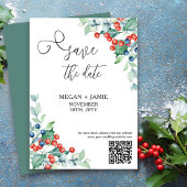 Elegant Script Holly en Winter Berries Save The Date