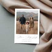 Elegant Script Holly Jolly Christmas Rustic Photo Feestdagenkaart