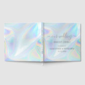 Elegant Script Holografisch Bruiloft Zilveren Foli Gastenboek (Volledig)