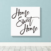 Elegant Script Home Sweet Home Zwart Typografie Canvas Afdruk (Insitu (Houten vloer))
