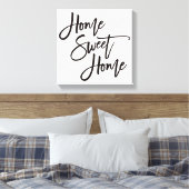 Elegant Script Home Sweet Home Zwart Typografie Canvas Afdruk (Insitu (Slaapkamer))
