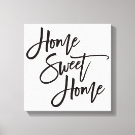 Elegant Script Home Sweet Home Zwart Typografie Canvas Afdruk