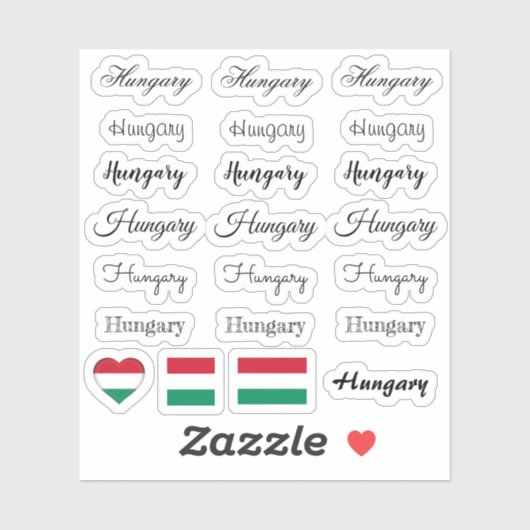 Elegant script Hongarije & Hongaarse vlag / naam S Sticker (Vel)