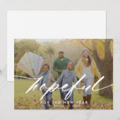 Elegant Script Hopeful Overlay New Year Photo Feestdagenkaart (Voorkant / Achterkant)