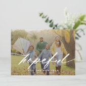 Elegant Script Hopeful Overlay New Year Photo Feestdagenkaart (Staand voorkant)