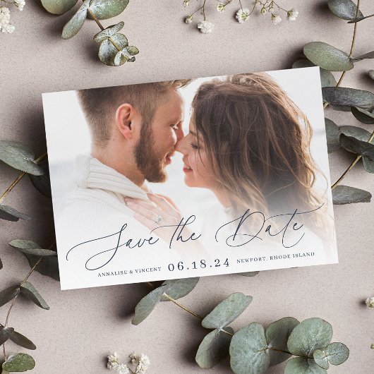 Elegant script | Horizontale foto Save The Date